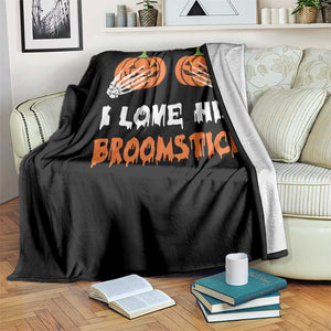 Halloween Couple Matching Throw Blanket I Love His Broomstick Pumpkin Skeleton Hand TS11 Print Your Wear