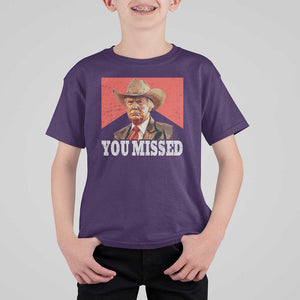 Funny Trump Supporter 2024 T Shirt For Kid You Missed Vintage Cowboy Hat Western TS11 Purple Print Your Wear