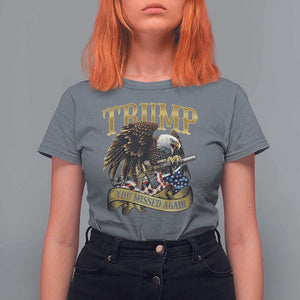 Trump Support T Shirt For Women You Missed Again Eagle Gun Vintage American Flag TS11 Charcoal Print Your Wear