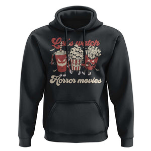 Funny Halloween Hoodie Let's Watch Horror Movies Popcorn Drinks Murderer Bat TS11 Black Print Your Wear