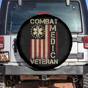 Combat Medic Veteran Spare Tire Cover Medical Military Vintage American Flag TS11 No hole Black Print Your Wear
