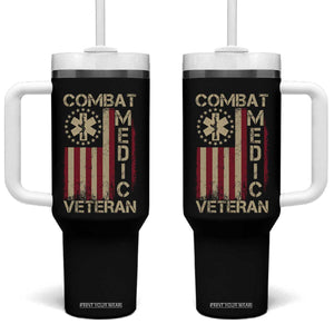 Combat Medic Veteran Tumbler With Handle Medical Military Vintage American Flag TS11 One Size: 40 oz Black Print Your Wear