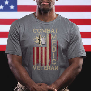 Combat Medic Veteran T Shirt Medical Military Vintage American Flag TS11 Charcoal Print Your Wear