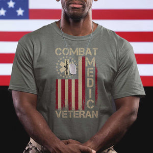 Combat Medic Veteran T Shirt Medical Military Vintage American Flag TS11 Military Green Print Your Wear