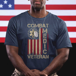 Combat Medic Veteran T Shirt Medical Military Vintage American Flag TS11 Navy Print Your Wear