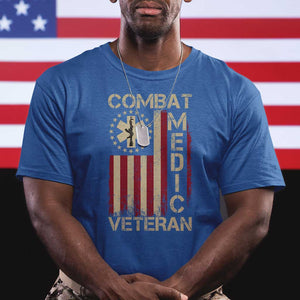 Combat Medic Veteran T Shirt Medical Military Vintage American Flag TS11 Royal Blue Print Your Wear