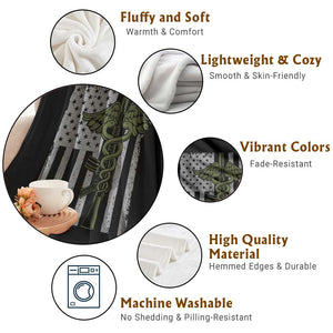 Combat Medic Soldier Throw Blanket Caduceus Vintage American Flag TS11 Print Your Wear