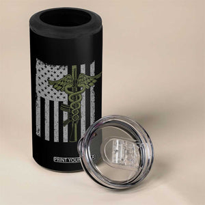 Combat Medic Soldier 4 in 1 Can Cooler Tumbler Caduceus Vintage American Flag TS11 Print Your Wear