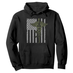 Combat Medic Soldier Hoodie Caduceus Vintage American Flag TS11 Black Print Your Wear