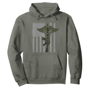 Combat Medic Soldier Hoodie Caduceus Vintage American Flag TS11 Military Green Print Your Wear