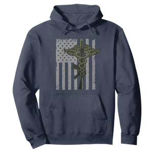 Combat Medic Soldier Hoodie Caduceus Vintage American Flag TS11 Navy Print Your Wear