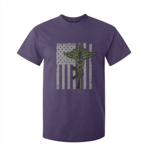 Combat Medic Soldier T Shirt For Kid Caduceus Vintage American Flag TS11 Purple Print Your Wear