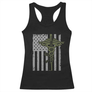 Combat Medic Soldier Racerback Tank Top Caduceus Vintage American Flag TS11 Black Print Your Wear