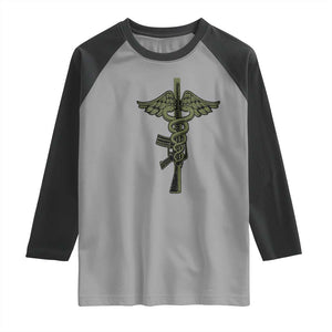 Combat Medic Soldier Raglan Shirt Caduceus Vintage American Flag TS11 Sport Gray Black Print Your Wear