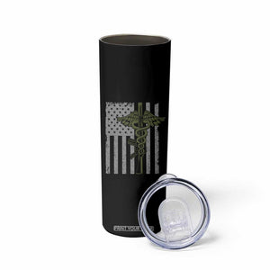Combat Medic Soldier Skinny Tumbler Caduceus Vintage American Flag TS11 Print Your Wear