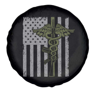 Combat Medic Soldier Spare Tire Cover Caduceus Vintage American Flag TS11 Print Your Wear