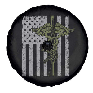 Combat Medic Soldier Spare Tire Cover Caduceus Vintage American Flag TS11 Print Your Wear
