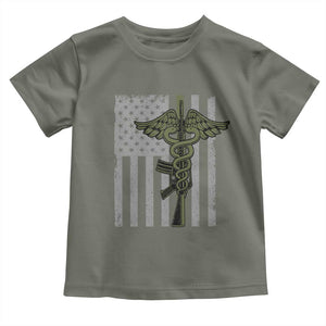 Combat Medic Soldier Toddler T Shirt Caduceus Vintage American Flag TS11 Military Green Print Your Wear