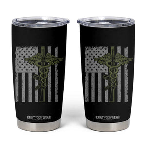 Combat Medic Soldier Tumbler Cup Caduceus Vintage American Flag TS11 Black Print Your Wear