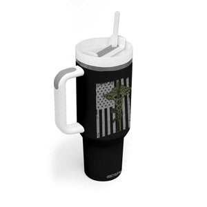 Combat Medic Soldier Tumbler With Handle Caduceus Vintage American Flag TS11 Print Your Wear