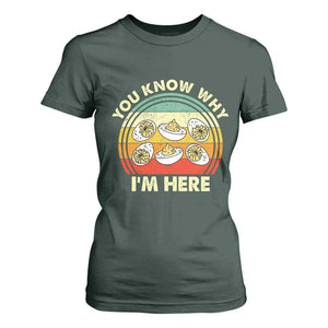 Funny Thanksgiving Deviled Eggs T Shirt For Women You Know Why I Am Here Easter Day TS11 Dark Forest Green Print Your Wear