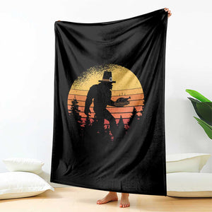 Bigfoot Pilgrim Turkey Pumpkin Thanksgiving Day Throw Blanket TS11 Print Your Wear