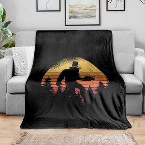 Bigfoot Pilgrim Turkey Pumpkin Thanksgiving Day Throw Blanket TS11 Print Your Wear