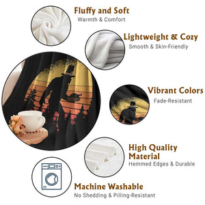 Bigfoot Pilgrim Turkey Pumpkin Thanksgiving Day Throw Blanket TS11 Print Your Wear