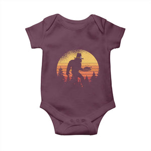 Bigfoot Pilgrim Turkey Pumpkin Thanksgiving Day Baby Onesie TS11 Maroon Print Your Wear
