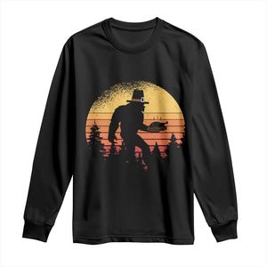 Bigfoot Pilgrim Turkey Pumpkin Thanksgiving Day Long Sleeve Shirt TS11 Black Print Your Wear