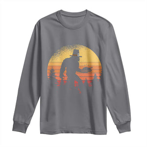 Bigfoot Pilgrim Turkey Pumpkin Thanksgiving Day Long Sleeve Shirt TS11 Charcoal Print Your Wear