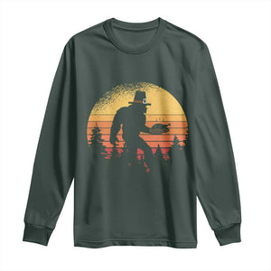 Bigfoot Pilgrim Turkey Pumpkin Thanksgiving Day Long Sleeve Shirt TS11 Dark Forest Green Print Your Wear