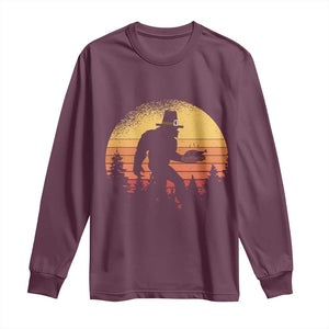 Bigfoot Pilgrim Turkey Pumpkin Thanksgiving Day Long Sleeve Shirt TS11 Maroon Print Your Wear