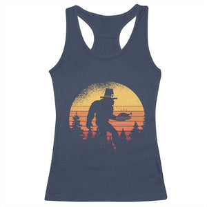 Bigfoot Pilgrim Turkey Pumpkin Thanksgiving Day Racerback Tank Top TS11 Navy Print Your Wear