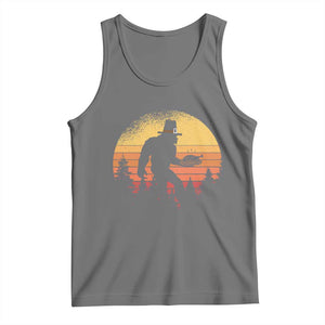 Bigfoot Pilgrim Turkey Pumpkin Thanksgiving Day Tank Top TS11 Black Heather Print Your Wear