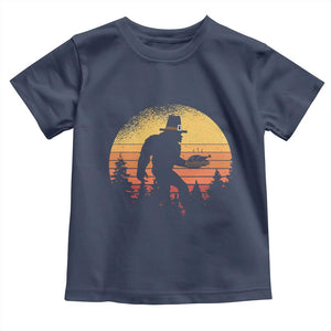 Bigfoot Pilgrim Turkey Pumpkin Thanksgiving Day Toddler T Shirt TS11 Navy Print Your Wear