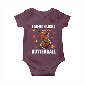 Funny I Came In Like A Butterball Baby Onesie Thanksgiving Dabbing Turkey TS11 Maroon Print Your Wear