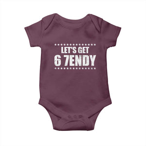 Lets Get Sendy 67 Six Seven Meme Alpha Slang Star Baby Onesie TS11 Maroon Print Your Wear