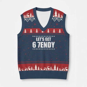 Lets Get Sendy 67 Six Seven Meme Alpha Slang Star V-Neck Knit Sweater Vest TS11 Navy Red Print Your Wear