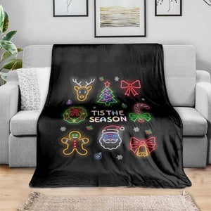 Funny Christmas Throw Blanket Tis The Season Neon Lights Santa Gingerbread TS11 Print Your Wear