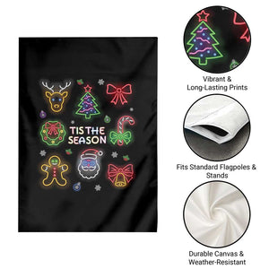Funny Christmas Garden Flag Tis The Season Neon Lights Santa Gingerbread TS11 Print Your Wear