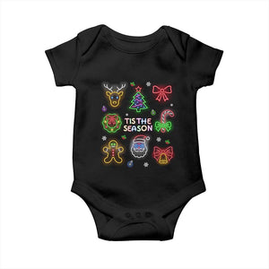 Funny Christmas Baby Onesie Tis The Season Neon Lights Santa Gingerbread TS11 Black Print Your Wear