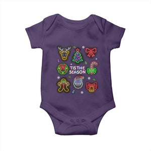 Funny Christmas Baby Onesie Tis The Season Neon Lights Santa Gingerbread TS11 Purple Print Your Wear