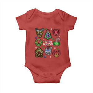 Funny Christmas Baby Onesie Tis The Season Neon Lights Santa Gingerbread TS11 Red Print Your Wear