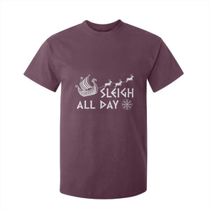 Christmas Viking T Shirt For Kid Sleigh All Day Reindeers Longships TS11 Maroon Print Your Wear