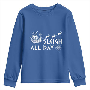 Christmas Viking Youth Sweatshirt Sleigh All Day Reindeers Longships TS11 Royal Blue Print Your Wear