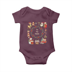 Retro Vintage Christmas Baby Onesie Tis The Season Santa Hat Xmas Wrealth TS11 Maroon Print Your Wear