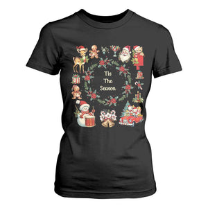 Retro Vintage Christmas T Shirt For Women Tis The Season Santa Hat Xmas Wrealth TS11 Black Print Your Wear