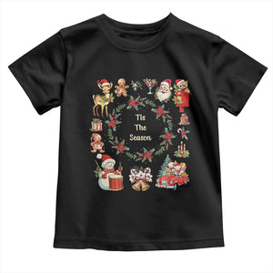 Retro Vintage Christmas Toddler T Shirt Tis The Season Santa Hat Xmas Wrealth TS11 Black Print Your Wear