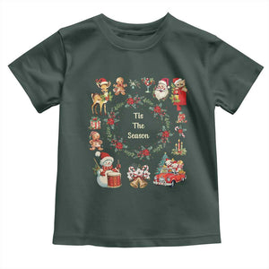 Retro Vintage Christmas Toddler T Shirt Tis The Season Santa Hat Xmas Wrealth TS11 Dark Forest Green Print Your Wear